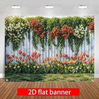 VIKAMA Pavasario Gėlių Tvora Europos vakarėlio Vėliava Sienos Dekoracija Teminio Renginio Fotografijos Fonas Vėliava 74x94cm(29x37in)