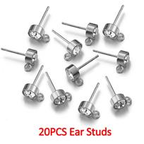 100pcs/20pcs Stainless Steel Rhinestone Earring Posts Gold Color Ear Studs with Loop Rings DIY Earrings Jewelry Making Supplies 6mmx15mm