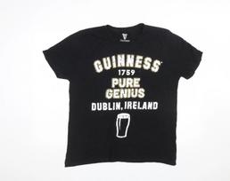Guinness Men's Black Large Graphic Beer T-Shirt Cotton Short Sleeve S