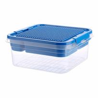 Stackable Building Blocks Storage Box Dustproof Transparent Children's Toy Organizer Double-layer storage Multi-Compartment mėlyna
