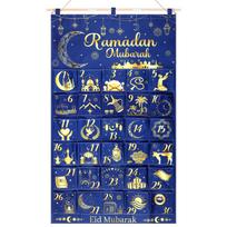 Fabric Ramadan Countdown Calendar 2026 Eid Mubarak Advent Hanging Calendar 30 Days Mystery Eid Ramadan Countdown Calendar With 3 mėlyna