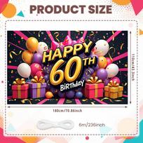 Birthday Party Backdrop Typography 60th Birthday Background Birthday Event Background Golden Text For Family Party
