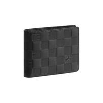 Louis Vuitton Multiple serijos Damier Infini trumpa piniginė, sulankstoma odinė vyriška piniginė, juoda N63124 Gift Set(Basic Set+Box+Shopping Bag)
