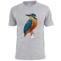 Vyriški spalvingi kingfisher paukščio marškinėliai Laukinių gyvūnų ornitologija S gray