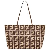 Fendi Roll Nertas Austas Dizainas Šiaudinis Rankinis Krepšys Pirkinių Rankinė Moteriškas Krepšys Rudas 8BH425-AS3B-F1PII Basic Set (Bag+Dust Bag)