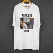 Nirvana Band Bleach T Shirt Grunge Rock Music Kurt Cobain Punk Short Sleeves Cotton Printed Clothing Y2K Unisexs Top Tee M