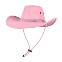 Comfortable Cowboy Hats For Outdoor Enthusiast Breathable Design Wide Brims Sun Hat for Autumn Winter Everyday Wear rožinė