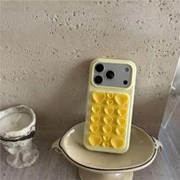 Macaron Heart Suction Cup for iPhone 17 Pro Max Case with Flat Back Sticker, Anti-Drop Protection Pro 16 geltona