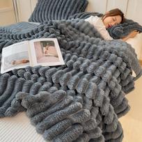 Pliušiniai pledai, Falei pliušinis pledas, Pietų miego pledas, Koralinio aksomo užklotas, Žieminis storas pliušinis pledas 100x150cm pilka