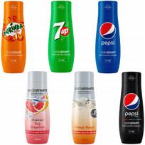6 SodaStream koncentratų rinkinys Pepsi+Mirinda+7UP+Greipfrutas+Apelsinas-Mangas+Pepsi MAX