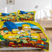 Simpsonų šeimos portreto patalynės komplektas Antklodės užvalkalas Dovana miegamajam, Yra 1 užvalkalas ir 2 pagalvių užvalkalai, Be užpildoB363 135x200cm