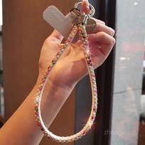 Visas deimantinis riešinis mobiliojo telefono dirželis ins mados Xiaoxiangfeng moteriškas mobiliojo telefono grandinėlės dirželis trumpas lauko kelionėms alpinizmui [color] tag half-flash diamond bracelet brown