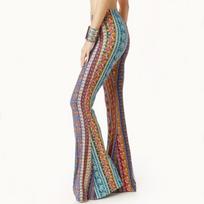 2024 Retro Rose Print Bell-Bottom Hip-Hugging Long Pants - European & American Style Large nuotrauka spalva spalva