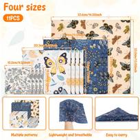 11 vnt. bičių vaško maisto įvyniojimas, įvairių dydžių bičių vaško įvyniojimas, ekologiškas medvilninis vaškuotas audinys, daugkartinio naudojimo namų, virtuvės, iškylų įvyniojimas