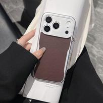Plating Matte Leather Texture Phone Case For iPhone 17 Air 16 15 14 Plus 13 12 Pro Max Camera Protection Shockproof Hard Cover iPhone Air