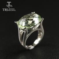 Žalias ametisto žiedas natūralus brangakmenis su 925 sterlingų sidabru, paprasti mados dizaino puikūs papuošalai moterims us ring size 6# žalia