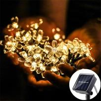 50LED/20LED Saulės girliandos 8 režimai Lauko saulės vyšnių žiedų lemputės Kalėdoms kiemui sodui vestuvių vakarėlio dekoravimas 5M 20LED šilta balta spalva