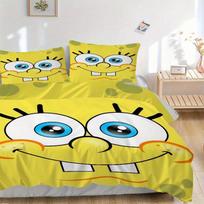 3pcs Minimalist SpongeBob Design Quilt Set - Soft and Comfortable Bedroom, Guest Room and Dorm Decor Bedding Set 1 Quilt Cover + 2 Pillowcases.F041 135x200cm
