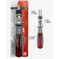 Portable Ratcheting Screwdriver with Magnetic Bit Ratchet Multiple Bit Set 10 in 1 Screwdriver Small Pocket Size Wear Resistant raudona