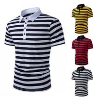 Vyriški tamsiai mėlynos ir baltos dryžuoti polo marškinėliai trumpomis rankovėmis, slim fit, laisvalaikio viršutinė dalis S balta