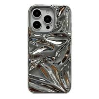 Stilingas sidabru dengtas vandens banguotas dėklas iPhone 17 11 12 13 14 15 16 Pro Max 16 Plus, galvanizuotas silikoninis galinis dangtelis iPhone 12