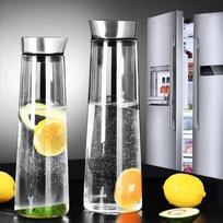 1,5 l 52 oz stiklinis ąsotis su dangteliu šaldytuvui, stiklinė karafė karštam/šaltam vandeniui, gėrimams, šaltai arbatai, kavai, sultims ir naminiams gėrimams 1.0L