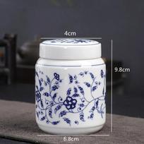 Vintage Blue and White Porcelain Storage Jar, Tea Jar, Honey, Coffee Beans, Sealed Jar, Food Storage Container, Kitchen Supplies
