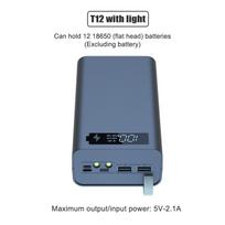 T12 Quick Charge Qc3.0 Diy 12 X 18650 Battery Power Bank Case Holder Portable Battery Storage Box With Lcd Display as the picture
