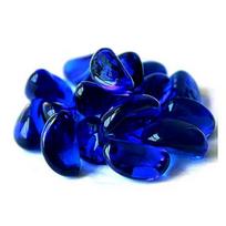 Aquarium Irregular Glass Stone, Garden Pebble, Artificial Crystal Gem, Turtle Water Tank, Vase Filler, Colorful Quartz, 1kg safyro mėlyna spalva