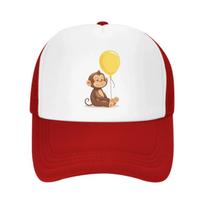 Cute Monkey Mesh Trucker Hats for Unisex Women Adjustable Casual Fashion Baseball Caps for Outdoor Activities One Size white