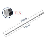 Saugumo antgalis su apsauga nuo klastojimo, 200 mm ilgio, magnetinis, Torx atsuktuvo antgaliai, lydinio plieno antgaliai, įrankiai T15 T20 T25 T27 T30