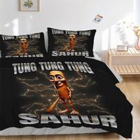 Tung Tung Sahur Patalynės Komplektas - 3 Dalių Antklodės Užvalkalas Dovana Miegamajam, Be UžpildoB122 135x200cm