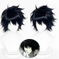 Mirties sąsiuvinis L Lawliet Al Rolette cos Perukas Juodi Pakelti Anime Trumpi Plaukai Komiksas Realybės Šou Sintetinis Perukas black