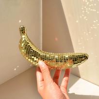 Disco Ball Banana Statue Home Decor, Reflective Fruit Banana, Vintage Banana Ornament, Reflective Disco Party Ornament Banana Statuette auksas