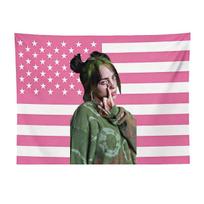 Billie Eilish Rožinė Amerikos Vėliava Gobelenas Muzikos Žvaigždės Sienos Kabinamas Dekoras Miegamajam Svetainei Bendrabučiui Puiki Dovana Gerbėjams 74x94cm(29x37in)