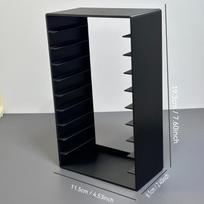 CD/DVD laikmenų laikymo organizatorius 10 skyrelių Juostų laikymo stovas Patvarus juodas plastikas Stovai namų ir biuro tvarkymui