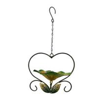 Hanging Metal Bird Feeder Weather-proof Love Heart Flower Bird Bath Outdoor Garden Patio Yard Bird Watering Feeding Bowl