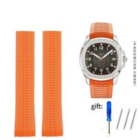 Vyriškas apyrankės silikoninės gumos laikrodžio dirželis Patek laikrodžiui Aquanaut Philippe serijai 5164a 5167a drugelio sagtimi 21mm 21mm