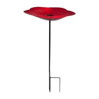 Bird Bath Bowl Outdoor Bird Feeder Sturdy Cute Ornament Freestanding Watering Station for Yard Lawn Backyard Garden Courtyard raudona