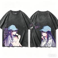 Oshi no Ko Anime Lover Washed T-shirt Year round clothing personality Clothes Plus Size Unisex Streetwear Couples high quality L