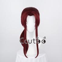 Anime BLACK LAGOON Rebecca Revy Cosplay Vyno Tamsiai Raudoni Ilgi Sintetiniai Plaukai Surišti į Arklio Uodegą Helovino Kostiumų Šventė + Peruko Kepuraitė