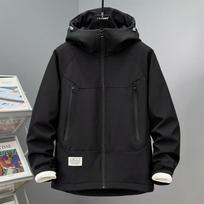 Vyriška rudeninė ir žieminė plona aksominė darbo striukė didelio dydžio vandeniui atspari lauko softshell tipo šturminė trijų atsparumų alpinizmo 13xl 10XL juoda