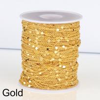 No Fade 2Meters Sequins Chain Necklace Gold Color Chain Metal Copper Cable Chains  For Jewelry Making DIY Components Crafts Length 2meters