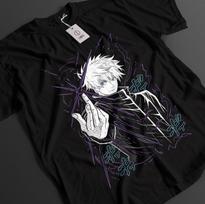 2026 Summer Jujutsu Kaisen Anime Satoru Gojo Printed Loose Shortsleeved Pure Cotton Childrens Tshirt Tide Unisex Casual Loose S