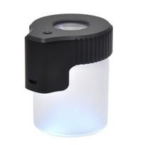 Skaidrus LED Stiklinis Sandarinamas Laikymo Indelis Šviečiantis Hermetiškas USB Įkraunamas Optimalios Šviesos Didinamasis Stiklas Dekoratyvinis Laikymo Stebėjimo Stiklinis Buteliukas juoda