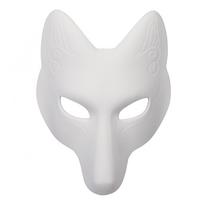 Japonijos Kabuki Kitsune Lapės Kaukė PU Nedažyta Karnavalinė Kaukė Pasidaryk Pats Gyvūno Nedažyta Amatinė Kaukė Cosplay Kostiumo Aksesuarui white