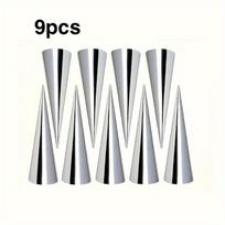 9Pcs Stainless Steel Spiral Croissant Molds, Non-Stick Conical Tube Rolling Tools for Cream Horns, Durable Pastry Baking Molds for DIY Desserts 9pc dramblio kaulas