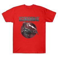 Cool Scorpions T-Shirt Raised on Rock Graphic Tees for Men Women Trend Cotton Tops Summer Loose Round Neck Short Sleeves Anime T Shirts XS raudona