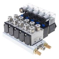 24V energiją taupantys solenoidiniai vožtuvai, 5 krypčių, 2 padėčių, pneumatinio oro valdymo solenoidiniai vožtuvai su duslintuvo jungimo pagrindu 1
