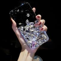 Prabangus Bling Cirkonio Kristalo Gėlės Telefono Dėklas Skirtas Samsung Galaxy A57 A37 A56 A36 A26 A55 A35 A25 A54 A34 A24 A52 A72 4G 5G Blizgantis Brangakmenio Dangtelis Samsung Galaxy A57 juoda/balta